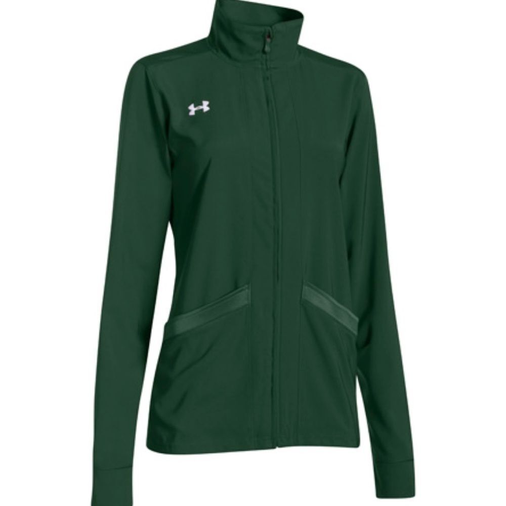 Under Armour Pregame Woven Jacket Green Small Shell Full Zip Water Repellent